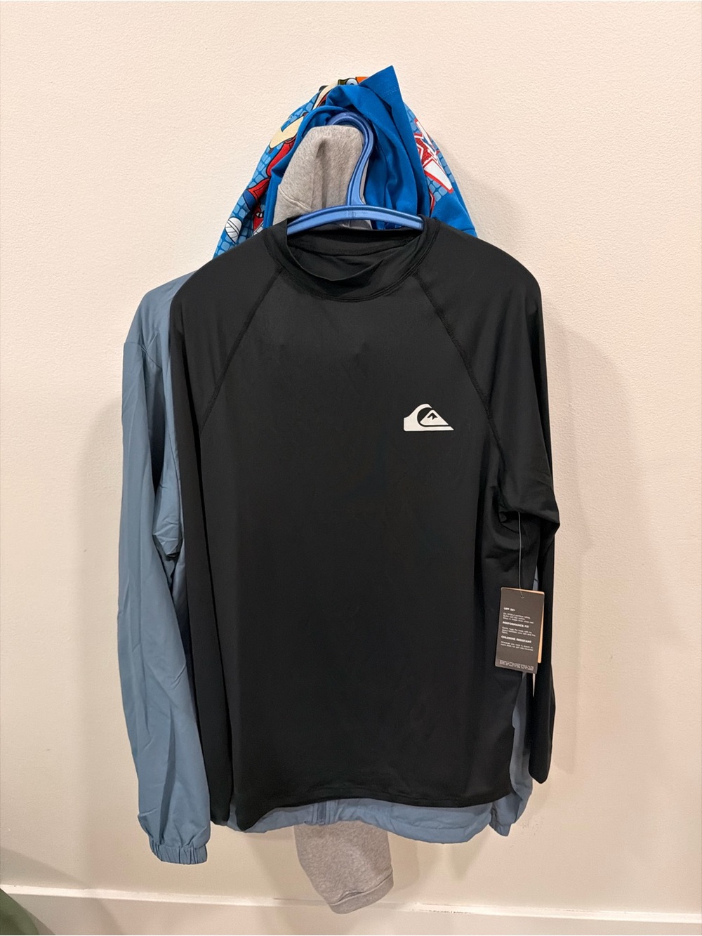 Quiksilver Black Long Sleeve Men's Rash Guard with White Logo